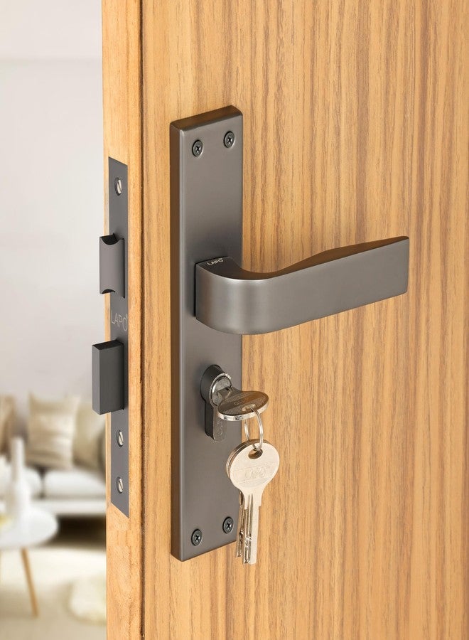 LAPO Main Door Handle Set, Heavy Duty Front Door Lock Set with Keys 60mm Cylinder, 45x50mm Lockbody - Ideal for Home, Bedroom, Office, Hotel (Black Finish, 3 Years Warranty) CY-289 - Image 1